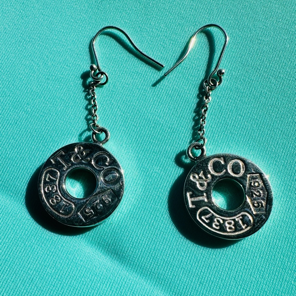 Tiffany & Co: Circle Drop Earrings, 1837, 925 Sterling Silver